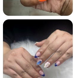 Blue and silver nail art